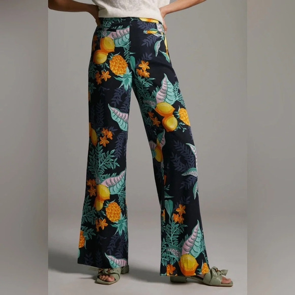 Anthropologie Maeve plus size 20W Escape Printed Pants Pineapple Lemon Tropical - Picture 4 of 9